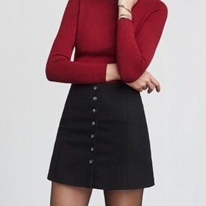 Reformation Black Wool Button Up Marley Skirt